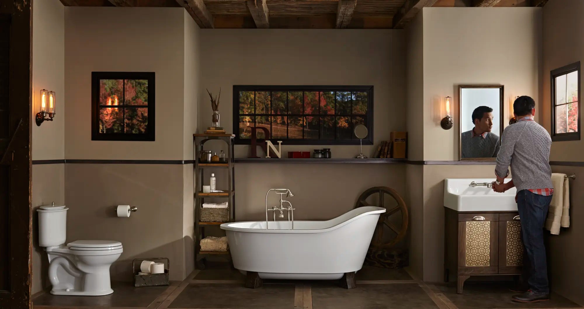 Transitional Floor-Mounted Bathtub Faucet With Randall Lever Handles // BRUSHED NICKEL // 105646_L-D35102950144_CDNwebp.webp