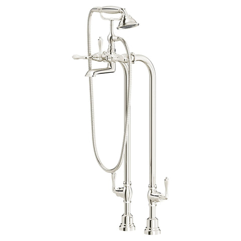 Traditional Floor Mount Bathtub Faucet with landfair Cross Handles