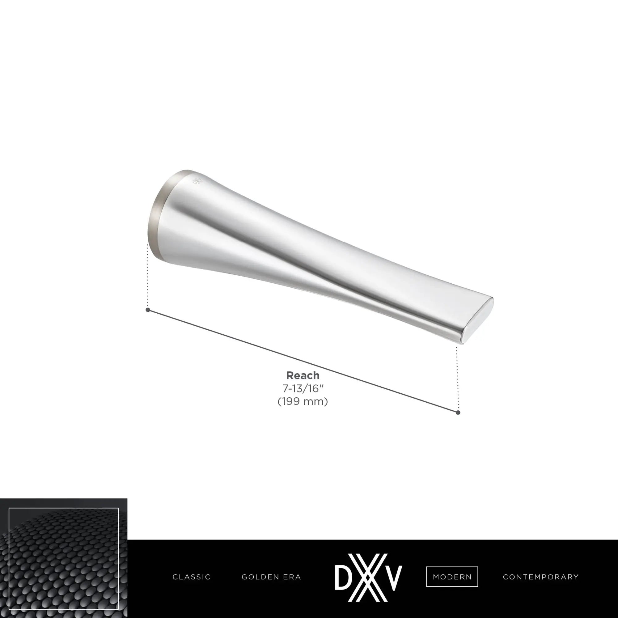 DXV® Modulus Wall Mount Bathtub Spout // MATTE BLACK // 153723_DXV_Modulus_Tub_Spout_DIMS_D35120760_Info_1_0_CDNwebp.webp