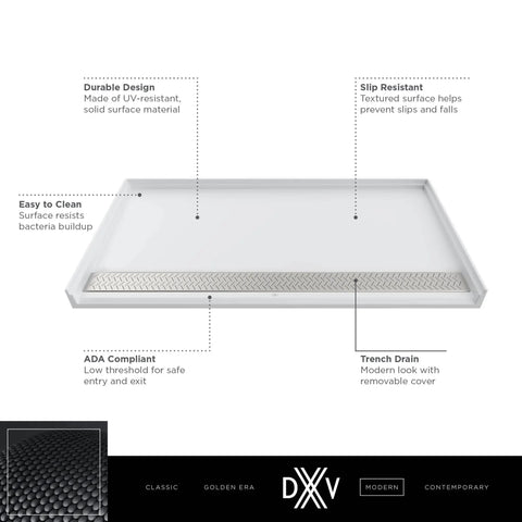DXV® Modulus 64” X 34” SOLID SURFACE SHOWER BASE - FRONT DRAIN