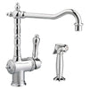 [D35402001.100] Victorian Single Handle Kitchen Faucet with Side Spray and Lever Handle - Polished Chrome