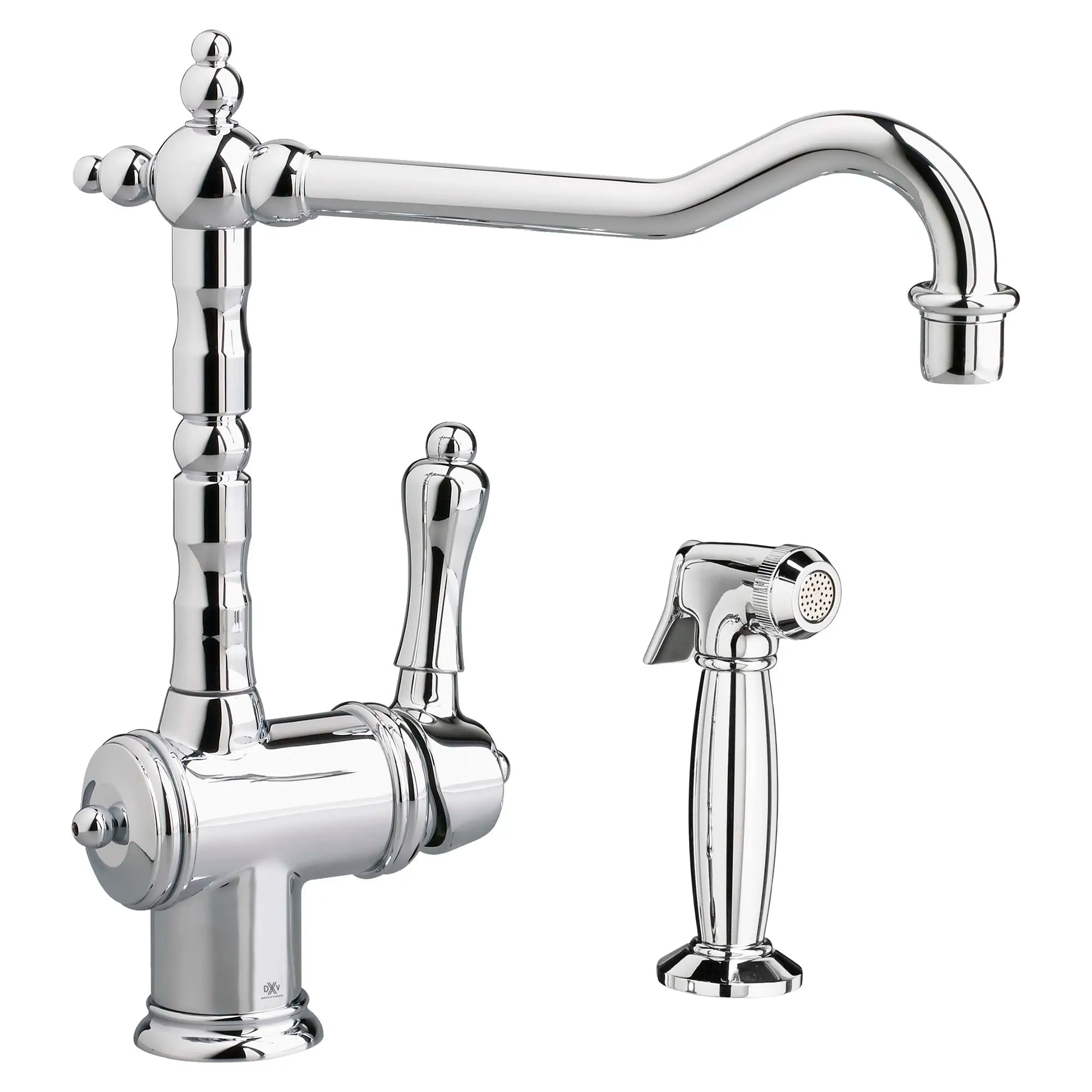 Victorian Single Handle Kitchen Faucet with Side Spray and Lever Handle // POLISHED CHROME // 154549_D35402001.100_0_CDNwebp_f2595aec-8a2b-4f59-901f-38e7d1d88f96.webp