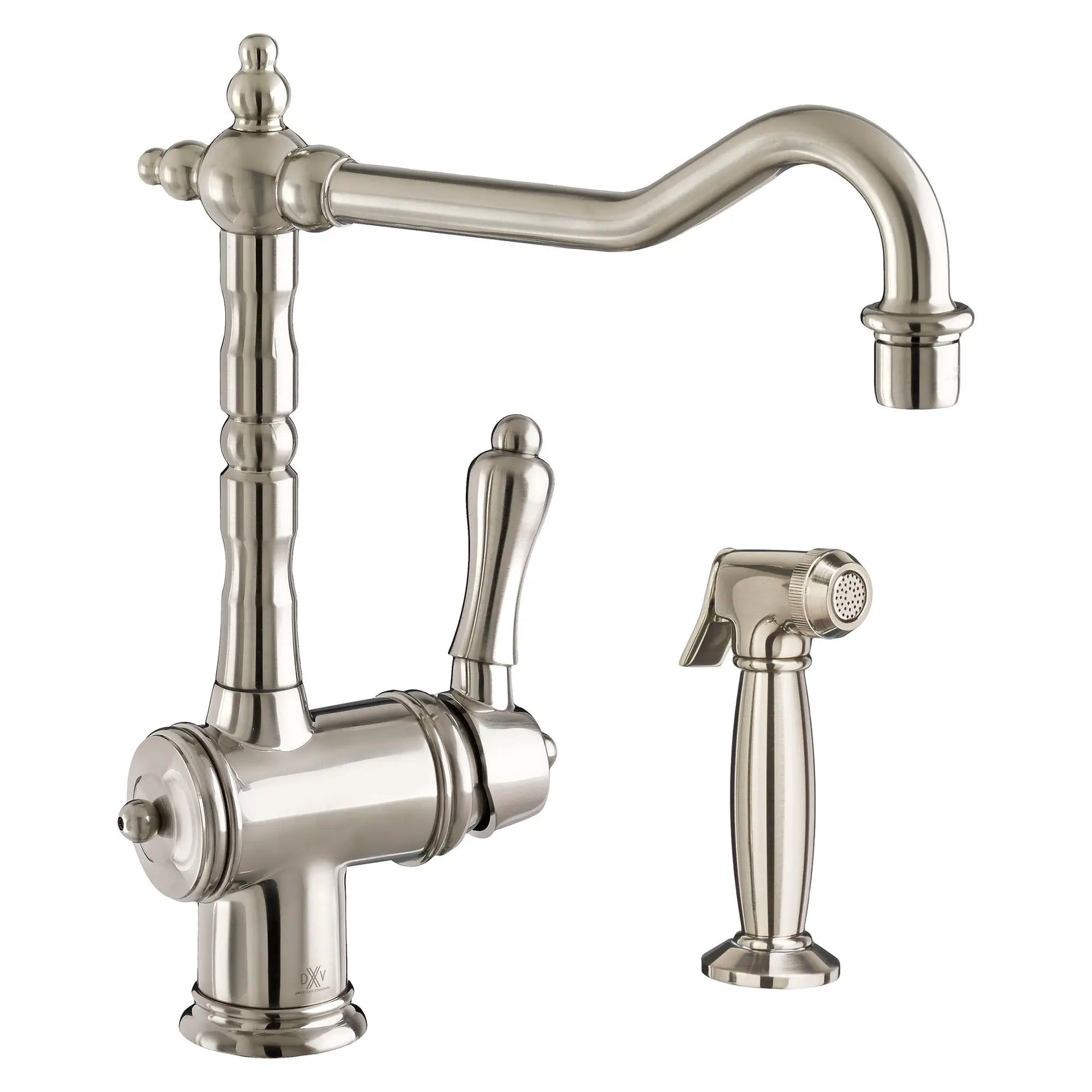 Victorian Single Handle Kitchen Faucet With Side Spray And Lever Handl