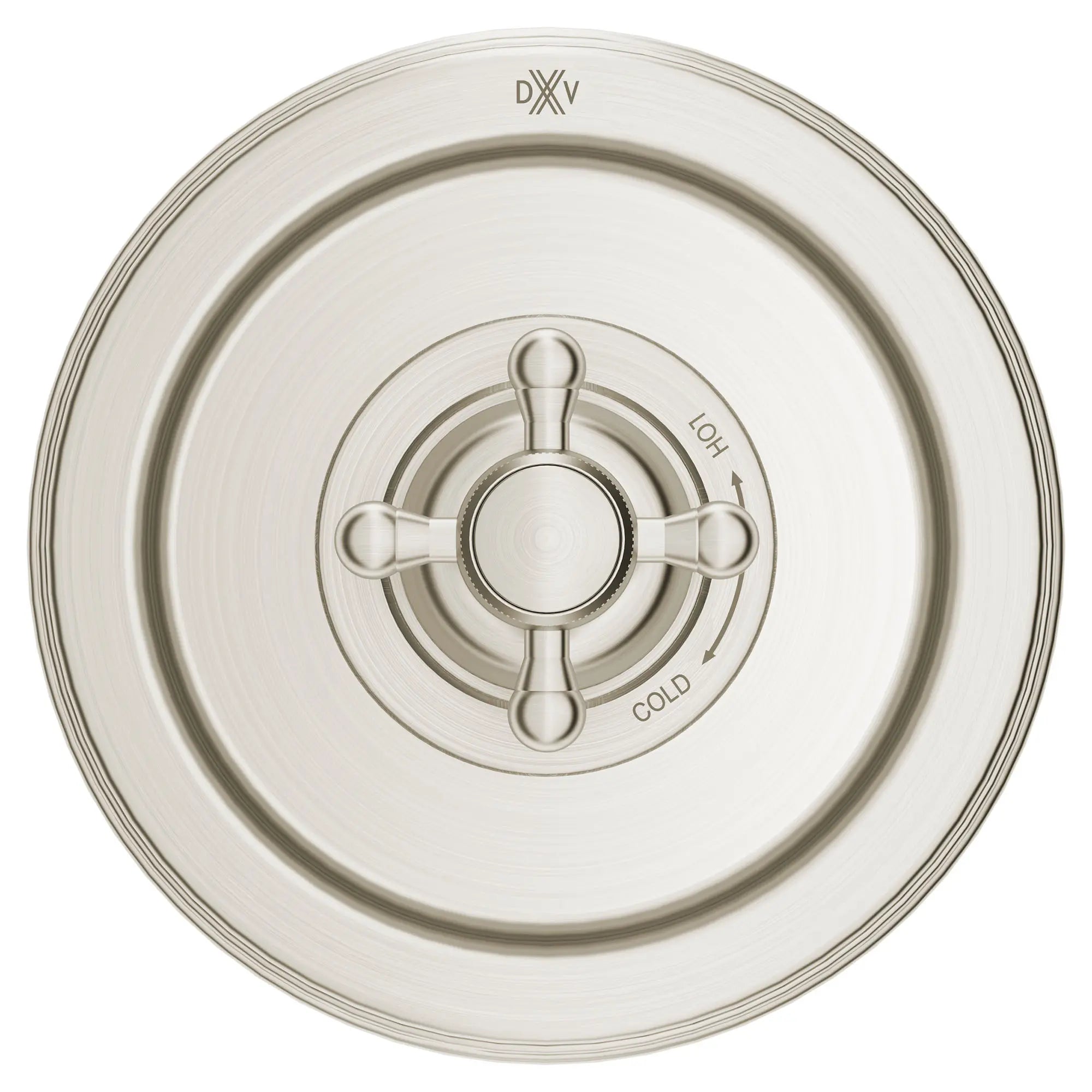 Ashbee Single Handle Pressure Balance Valve Trim Only with Cross Handle // BRUSHED NICKEL // 159616_Ashbee_SiloFront_D35101F40.144_0001_Feb2023_CDNwebp.webp