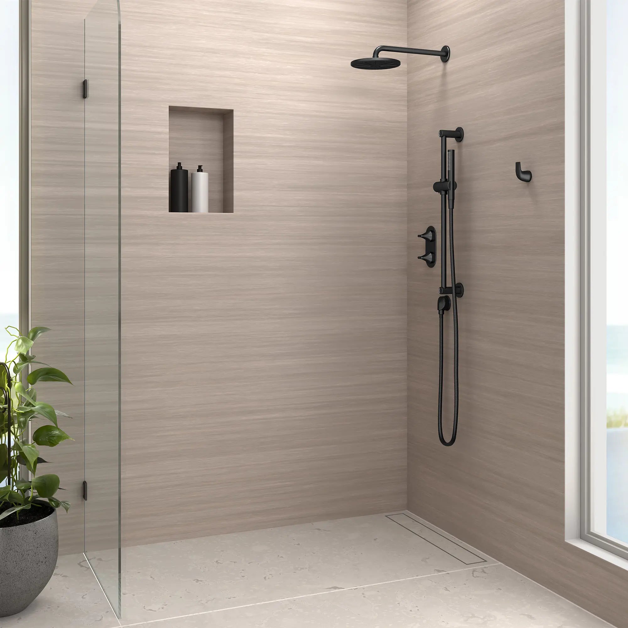 DXV® Modulus Towel Hook // MATTE BLACK // 159647_Modulus_Environment_D35700317.243_D35120770.243_D35120210.243_D35120780.243_D35120527.243_0001_Mar2023_0_CDNwebp.webp