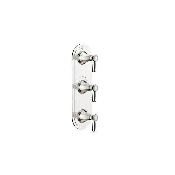 [D35160537.150] Fitzgerald 3-Handle Thermostatic Valve Trim Only with Lever Handles - Polished Chrome