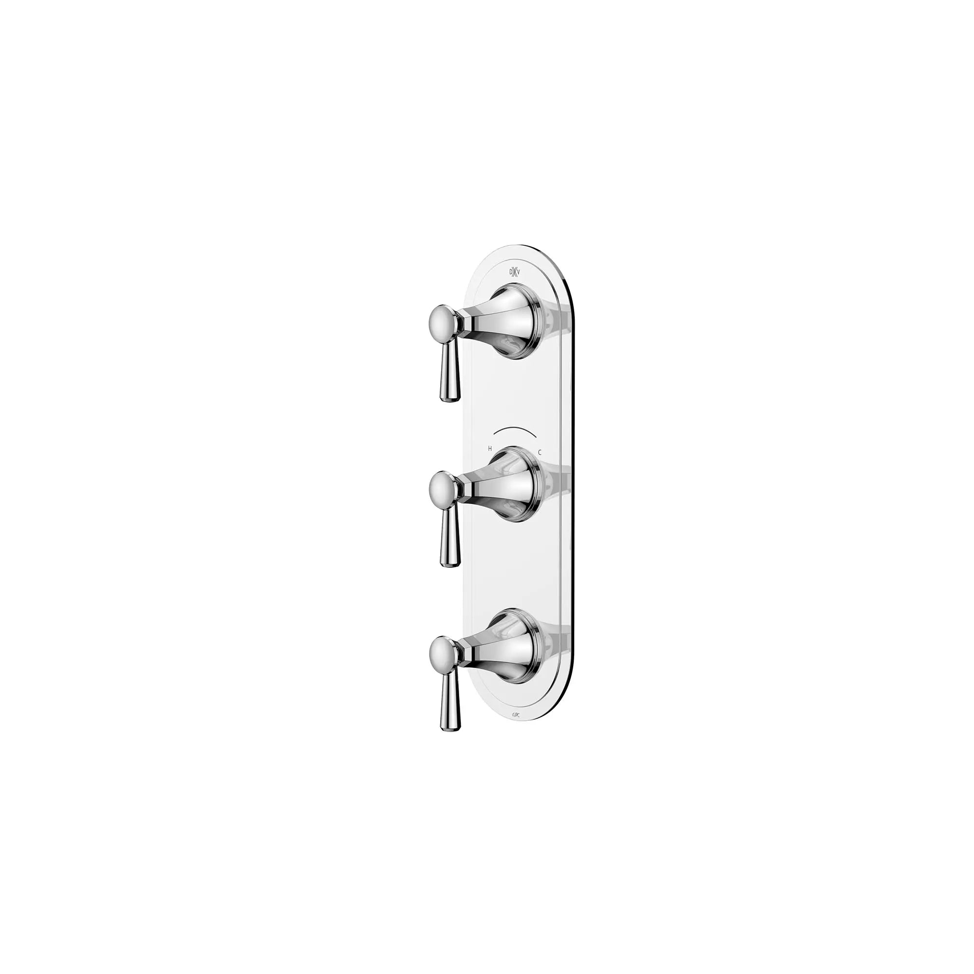 Fitzgerald 3-Handle Thermostatic Valve Trim Only with Lever Handles // POLISHED CHROME // 159666_Fitzgerald_SiloLeft_D35160537.100_0001_Apr2023_0_CDNwebp.webp