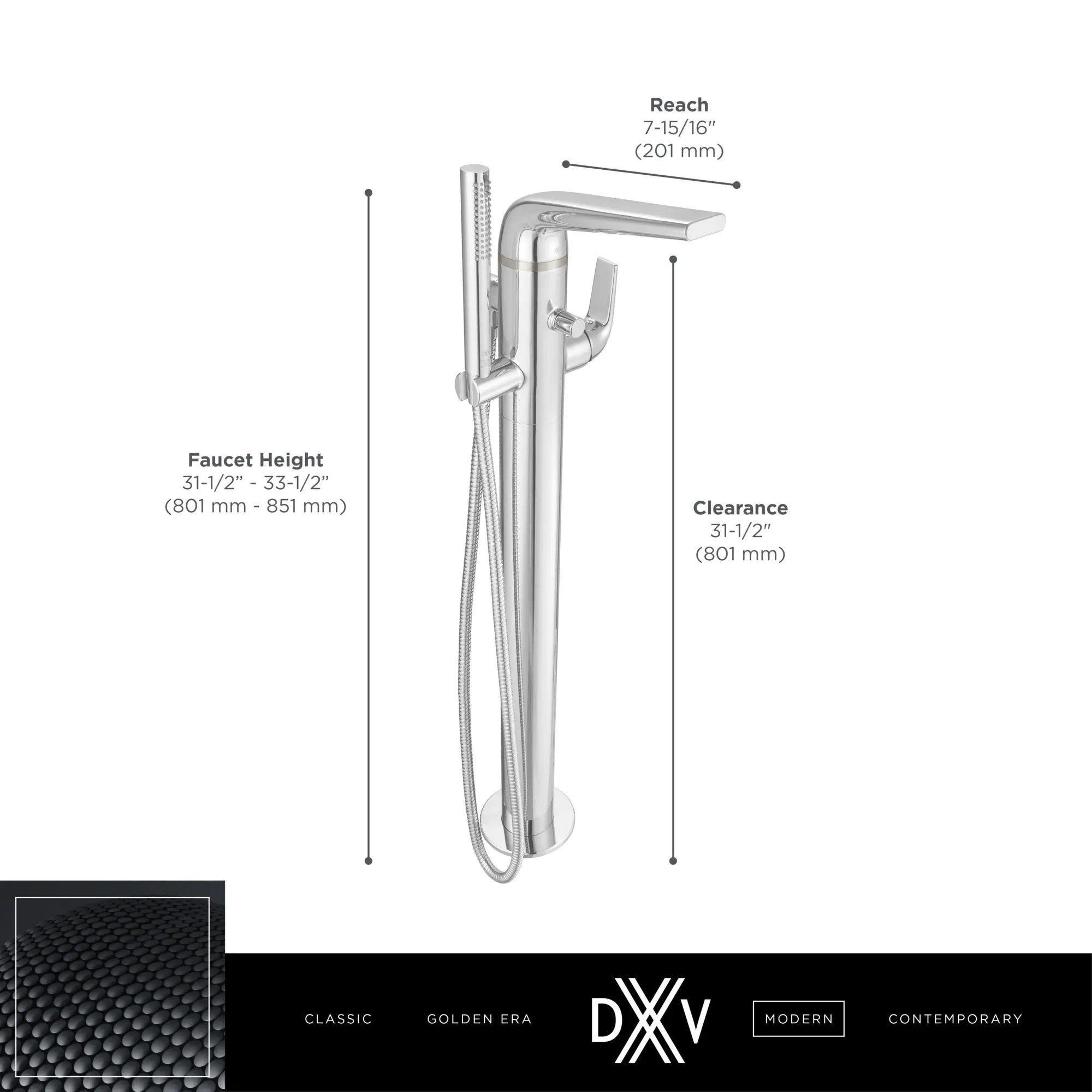 Dxv® Modulus Single Handle Floor Mount Bathtub Filler With Hand Shower Dxv® Modulus Single Handle Floor Mount Bathtub Filler With Hand Shower