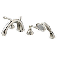 [D35101900.150] Deck Mount Tub Filler with Hand Shower and Lever Handles - Platinum Nickel