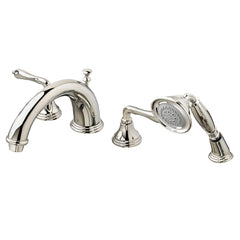 [D35101900.150] Deck Mount Tub Filler with Hand Shower and Lever Handles - Platinum Nickel