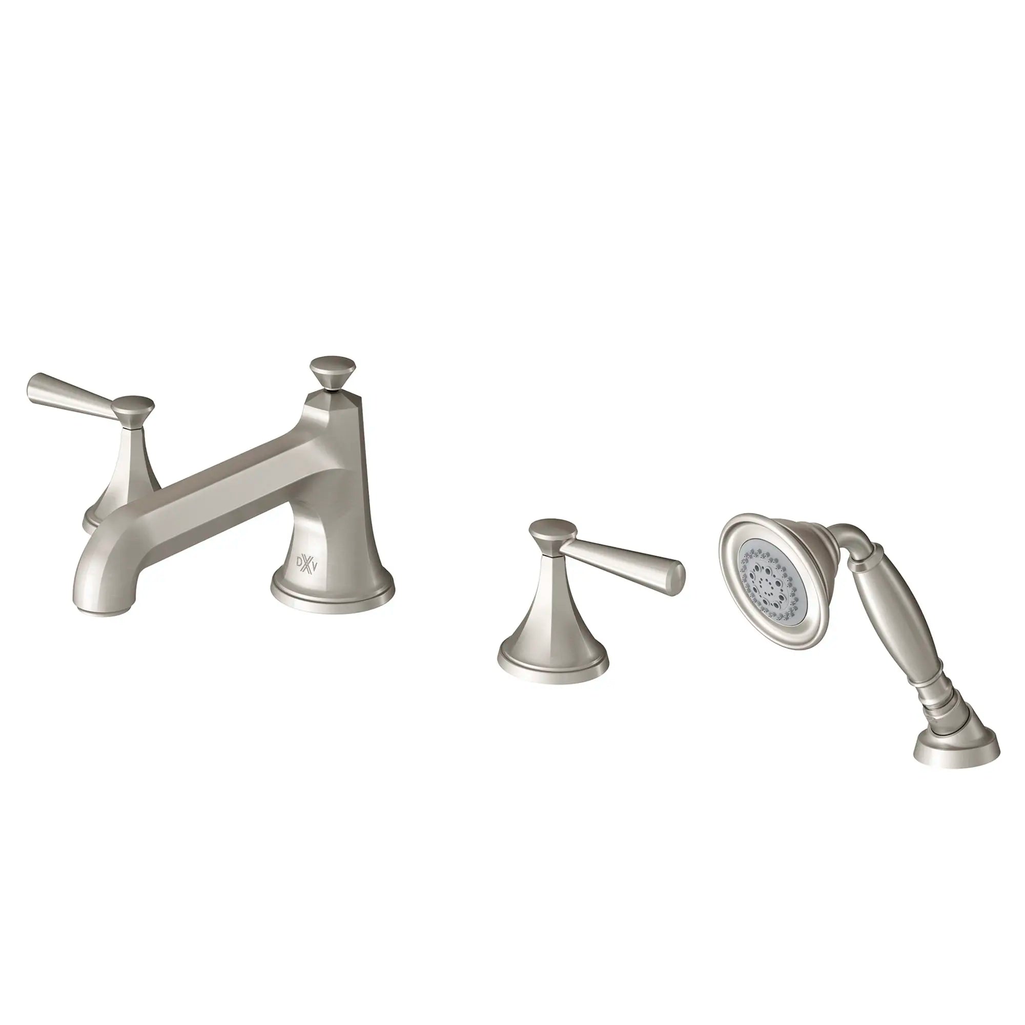 Fitzgerald 2-Handle Deck Mount Bathtub Faucet with Hand Shower and Lever Handles // BRUSHED NICKEL // 160057_D35160900144_1_0_CDNwebp.webp