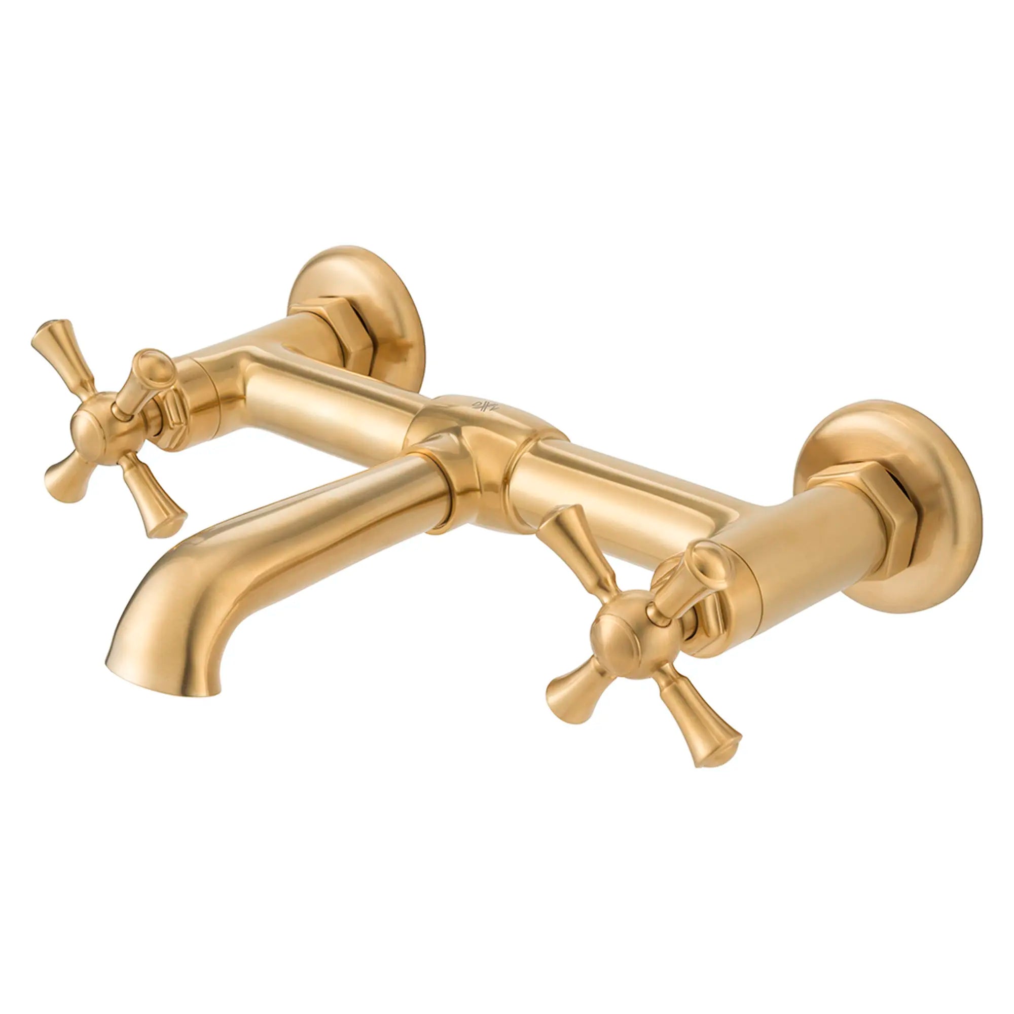 Oak Hill® 2-Handle Wall Mount Bathroom Faucet with Cross Handles // SATIN BRASS // 160132_D35155470427_2_0_CDNwebp.webp