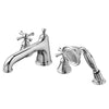 [D35102940.100] Deck Mount Tub Filler with Hand Shower - Cross Handles - Polished Chrome