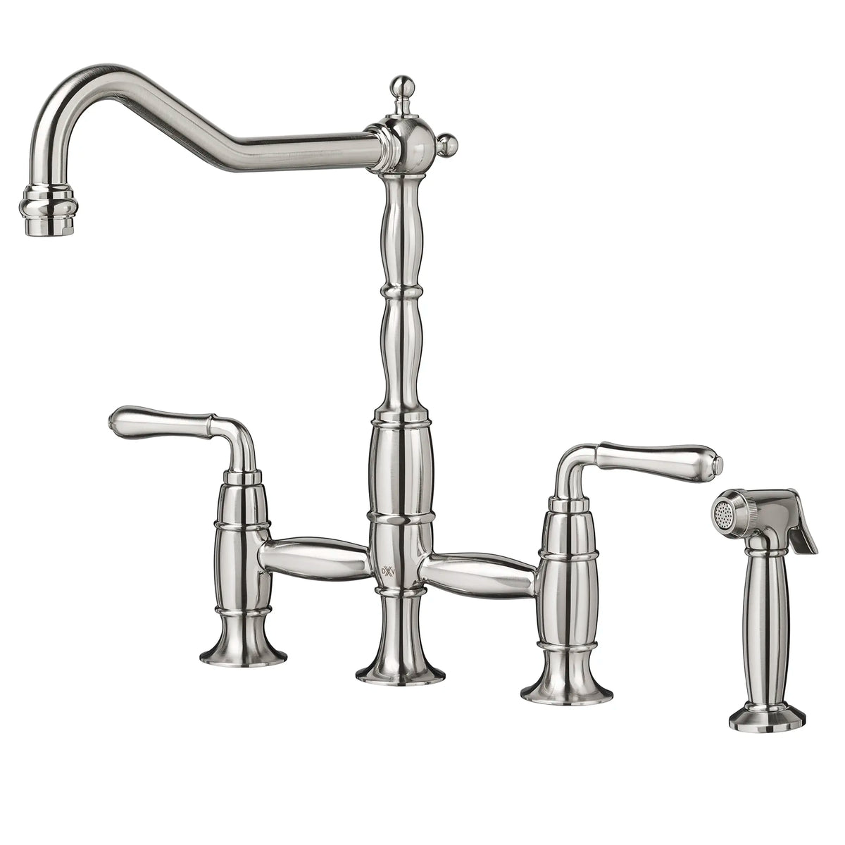 Victorian 2-handle Widespread Bridge Kitchen Faucet With Side Spray An
