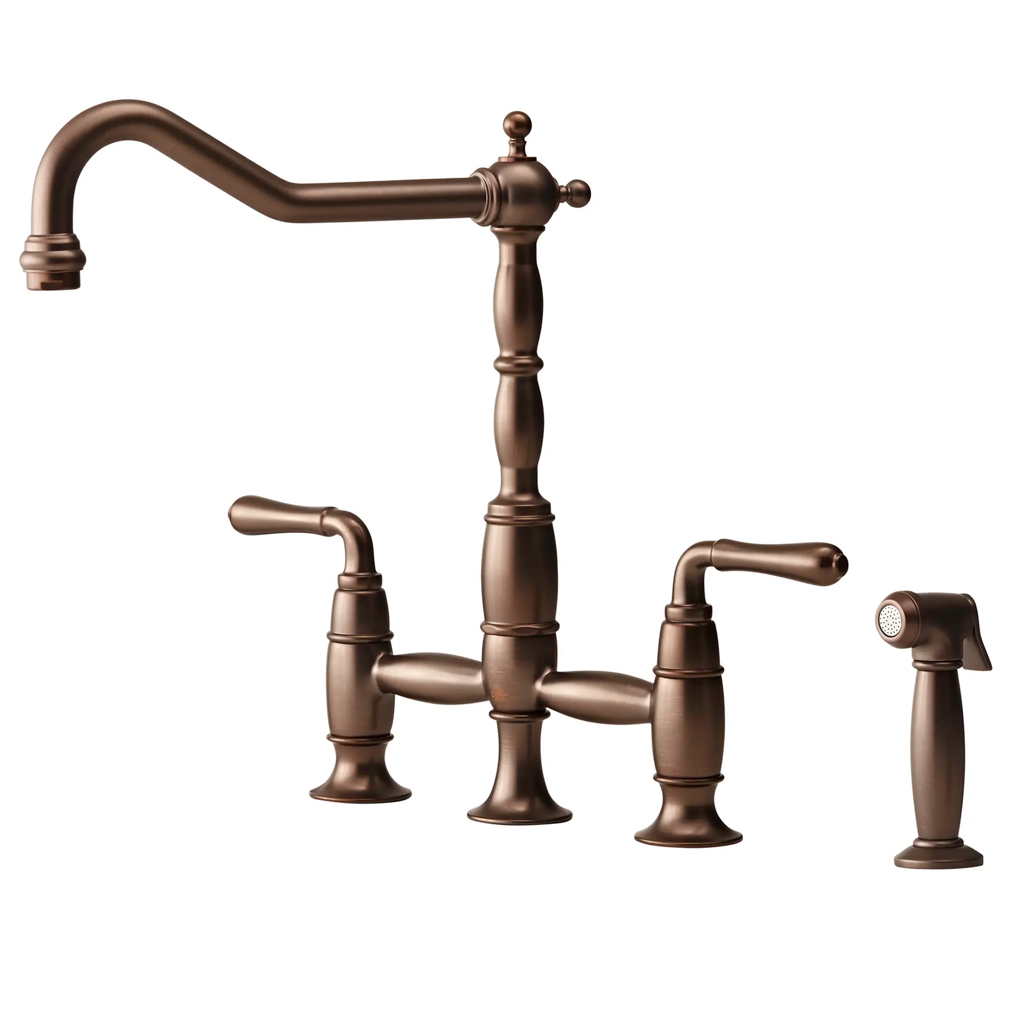 Victorian 2-Handle Widespread Bridge Kitchen Faucet with Side Spray and Lever Handles // CARBON BRONZE // 160338_D35402250110_1_0_CDNwebp.webp