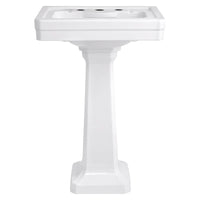 [D20030800.415] Fitzgerald Pedestal Sink Top, 3-Hole with Pedestal Leg - Canvas White