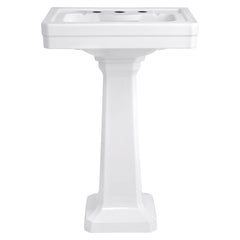 [D20030800.415] Fitzgerald Pedestal Sink Top, 3-Hole with Pedestal Leg - Canvas White