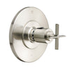 [D35105514.144] Percy 3/4 Inch or 1/2 Inch Thermostatic Valve Trim with Cross Handle - Brushed Nickel