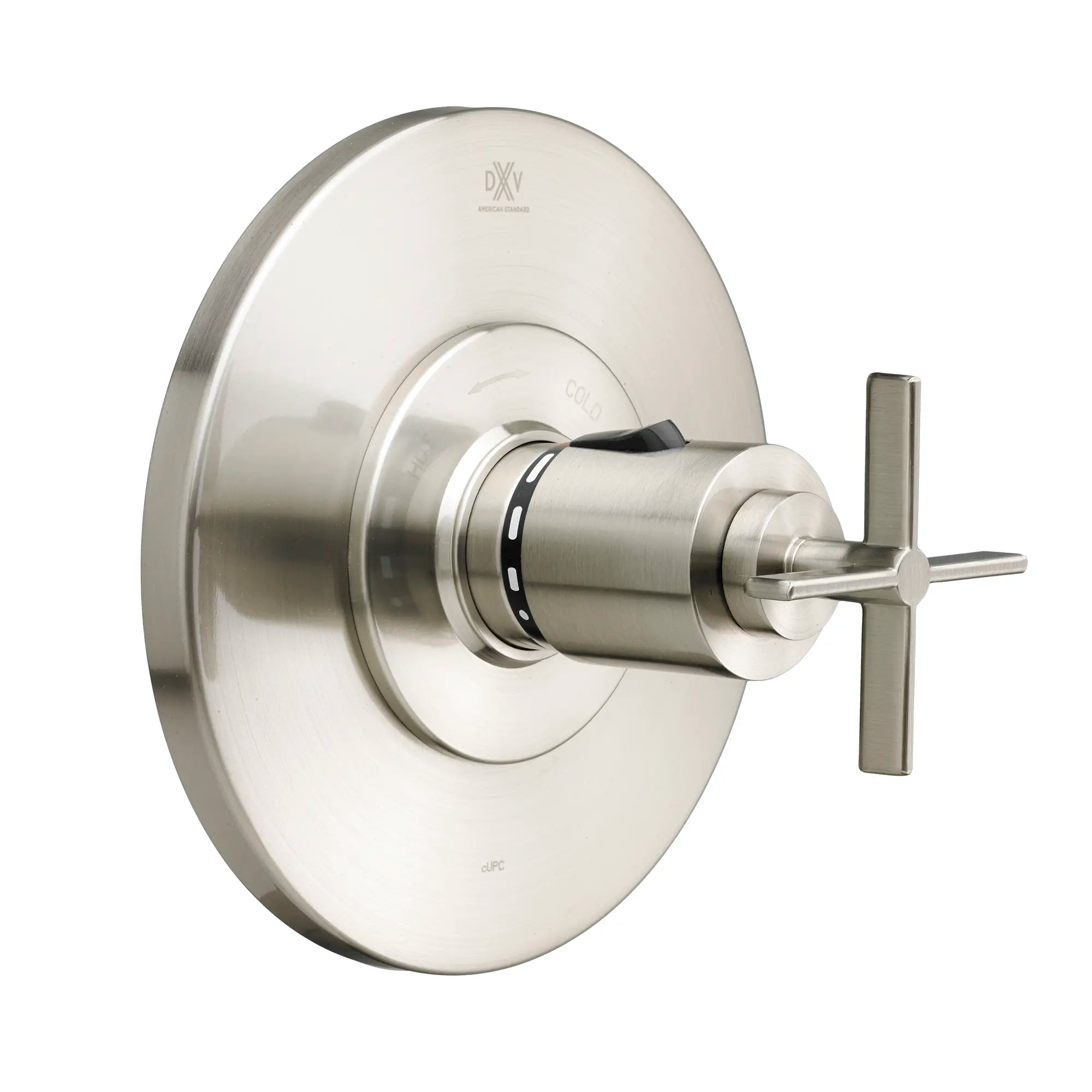 Percy 3/4 Inch or 1/2 Inch Thermostatic Valve Trim with Cross Handle // BRUSHED NICKEL // 38188_P_D35105514144_0_CDNwebp.webp