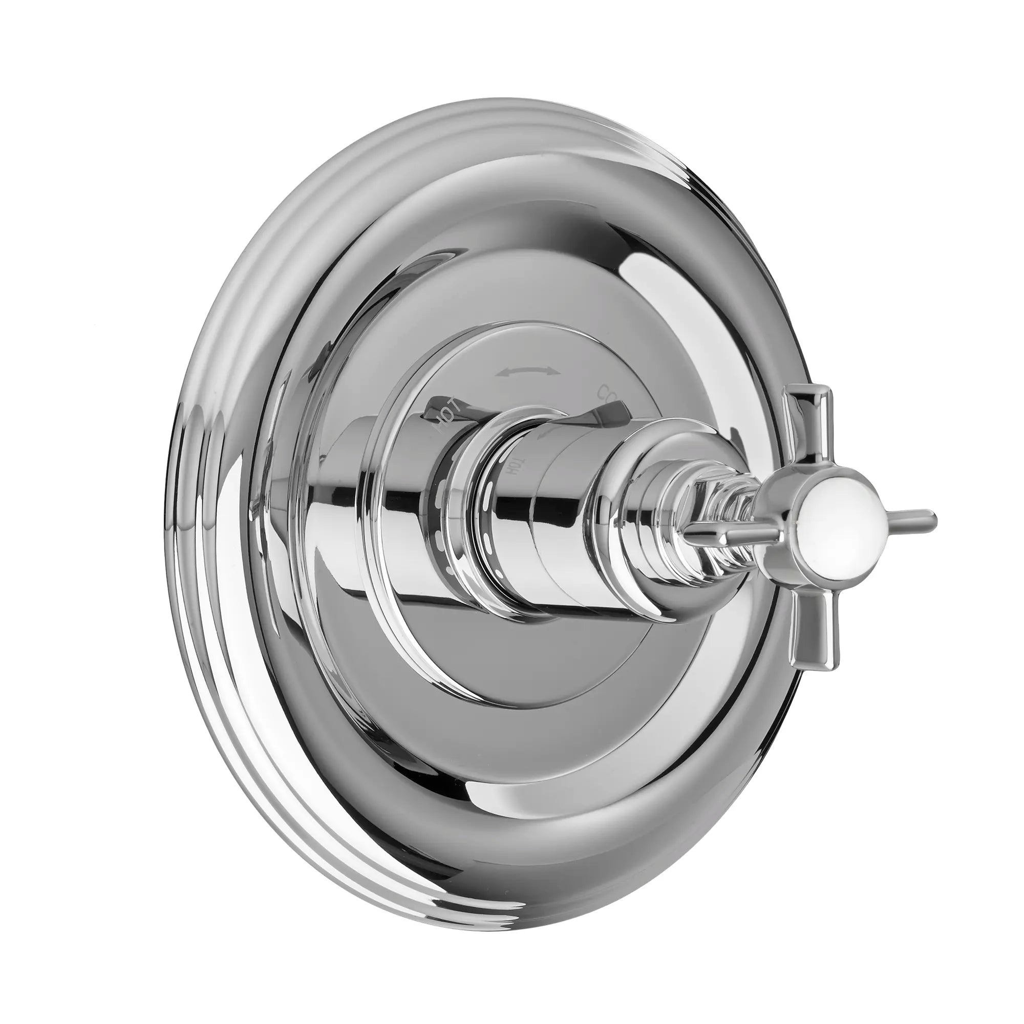 Landfair 1/2 Inch Or 3/4 Inch Thermostatic Valve Trim With Cross Handles // POLISHED CHROME // 38218_P_D35107514100_PorcLogo_0_CDNwebp.webp