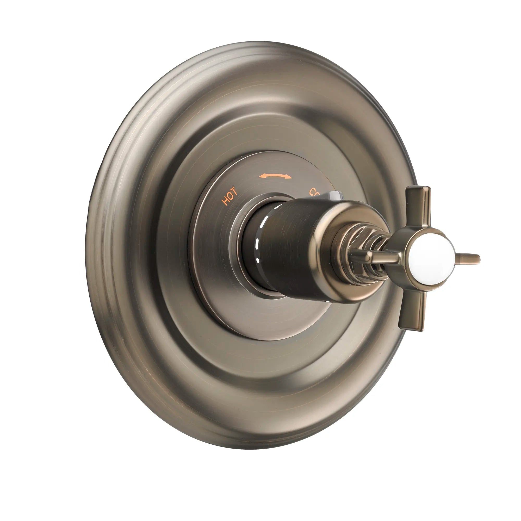 Landfair 1/2 Inch Or 3/4 Inch Thermostatic Valve Trim With Cross Handles // CARBON BRONZE // 38220_P_D35107514110_Porcelain_0_CDNwebp.webp