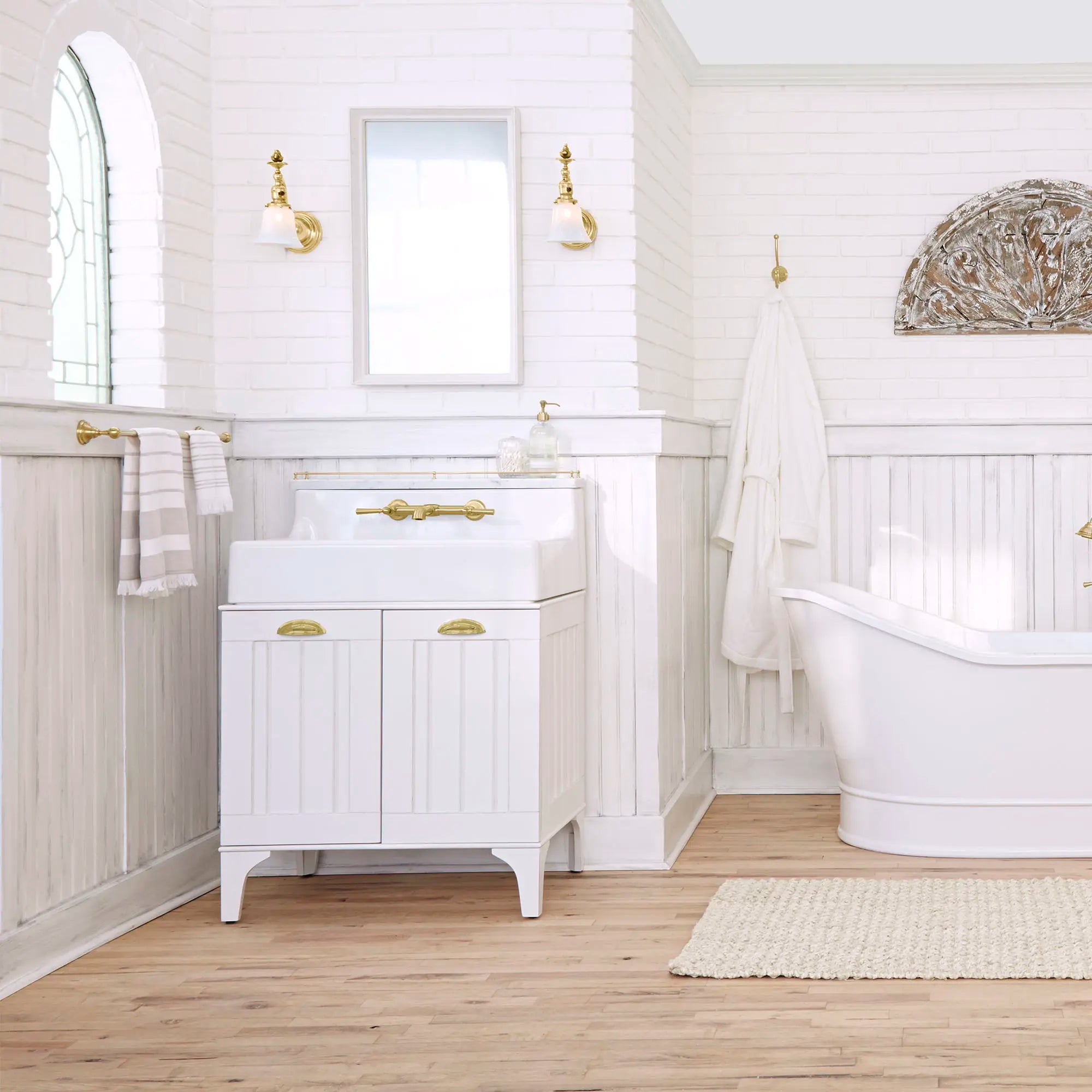 Wall Mount Bathroom Faucet With Lever Handles // SATIN BRASS // 40977_C-D35155450427_0_CDNwebp.webp