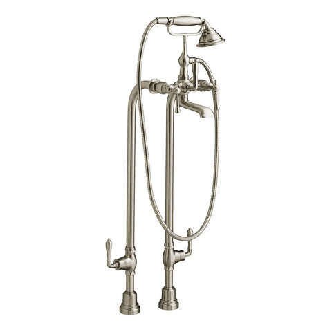 Transitional Floor-Mounted Bathtub Faucet With Randall Lever Handles