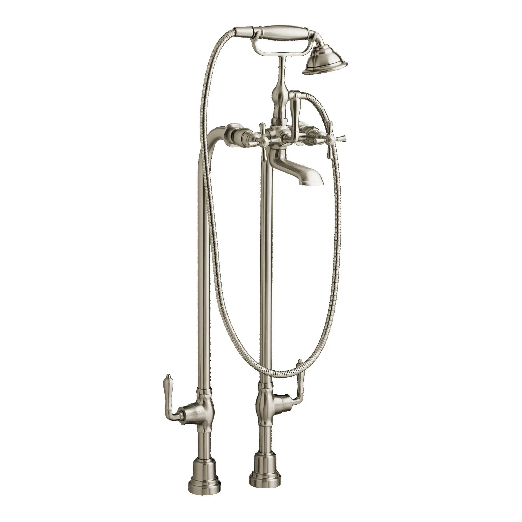 Transitional Floor Mount Bathtub Faucet With Randall Cross Handles // BRUSHED NICKEL // 41535_D35102954144_0_CDNwebp.webp