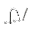 [D3510594C.100] Percy 2-Handle Deck Mount Bathtub Faucet with Hand Shower and Cross Handles - Polished Chrome