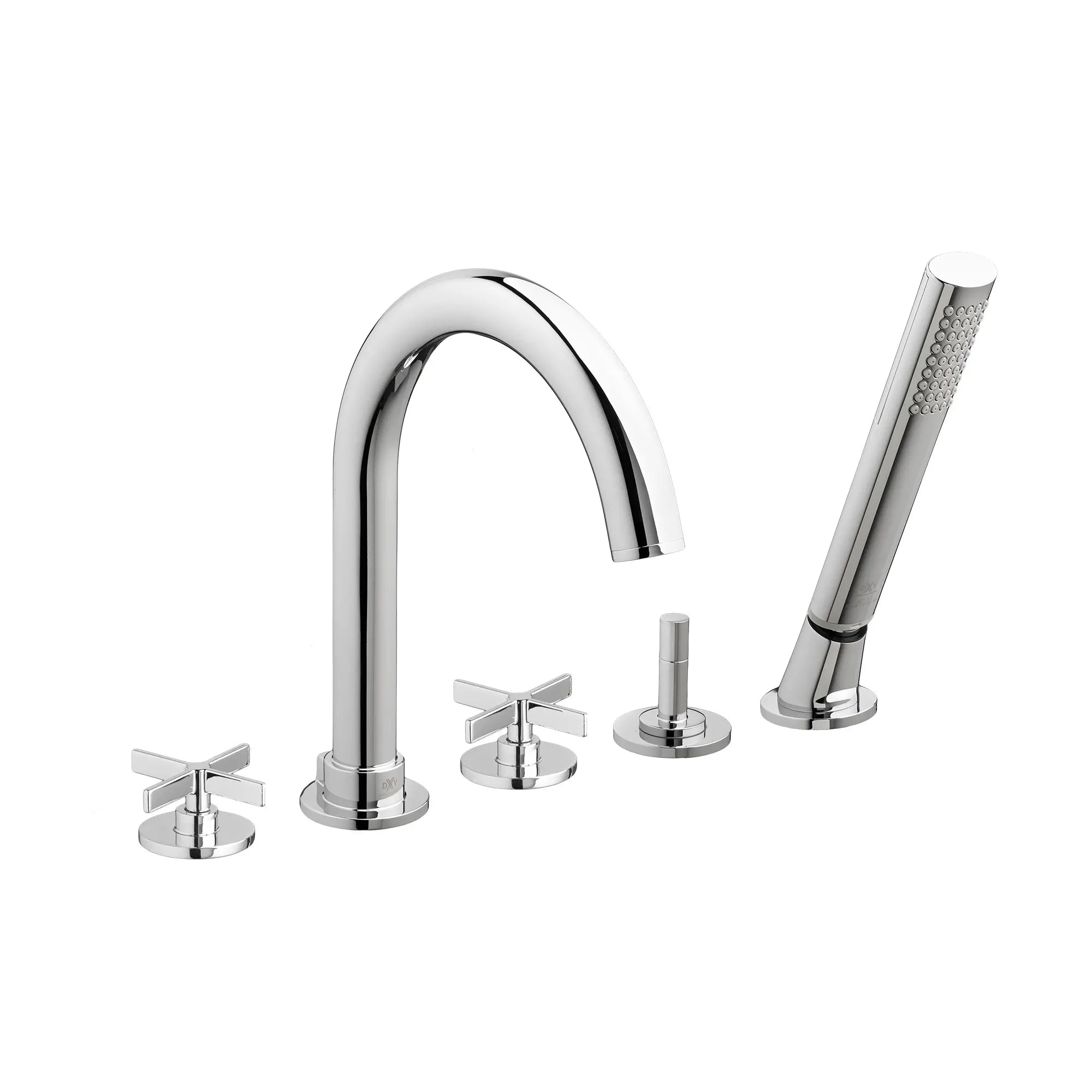 Percy 2-Handle Deck Mount Bathtub Faucet with Hand Shower and Cross Handles // POLISHED CHROME // 41630_D35105940100_0_CDNwebp.webp