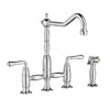 [D35402250.100] Victorian 2-Handle Widespread Bridge Kitchen Faucet with Side Spray and Lever Handles - Polished Chrome