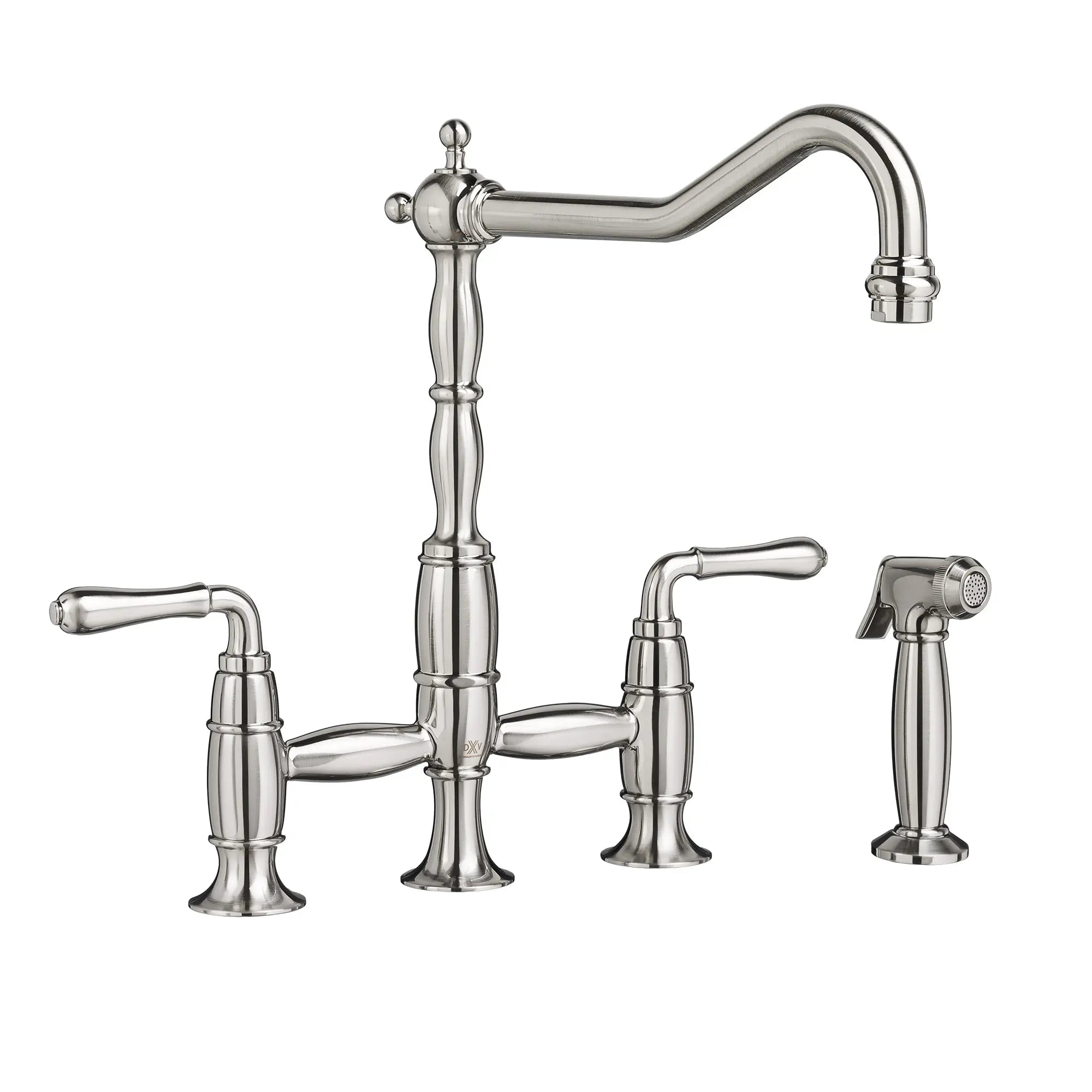Victorian 2-Handle Widespread Bridge Kitchen Faucet with Side Spray and Lever Handles // ULTRA STEEL // 41718_D35402250355_0_CDNwebp.webp