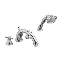 [D3510194C.100] Ashbee 2-Handle Deck Mount Bathtub Faucet with Hand Shower and Cross Handles - Polished Chrome