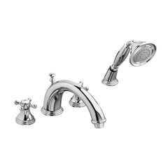 [D35101940.100] Deck Mount Tub Filler with Hand Shower and Cross Handles - Polished Chrome