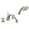 [D3510194C.150] Ashbee 2-Handle Deck Mount Bathtub Faucet with Hand Shower and Cross Handles - Polished Chrome