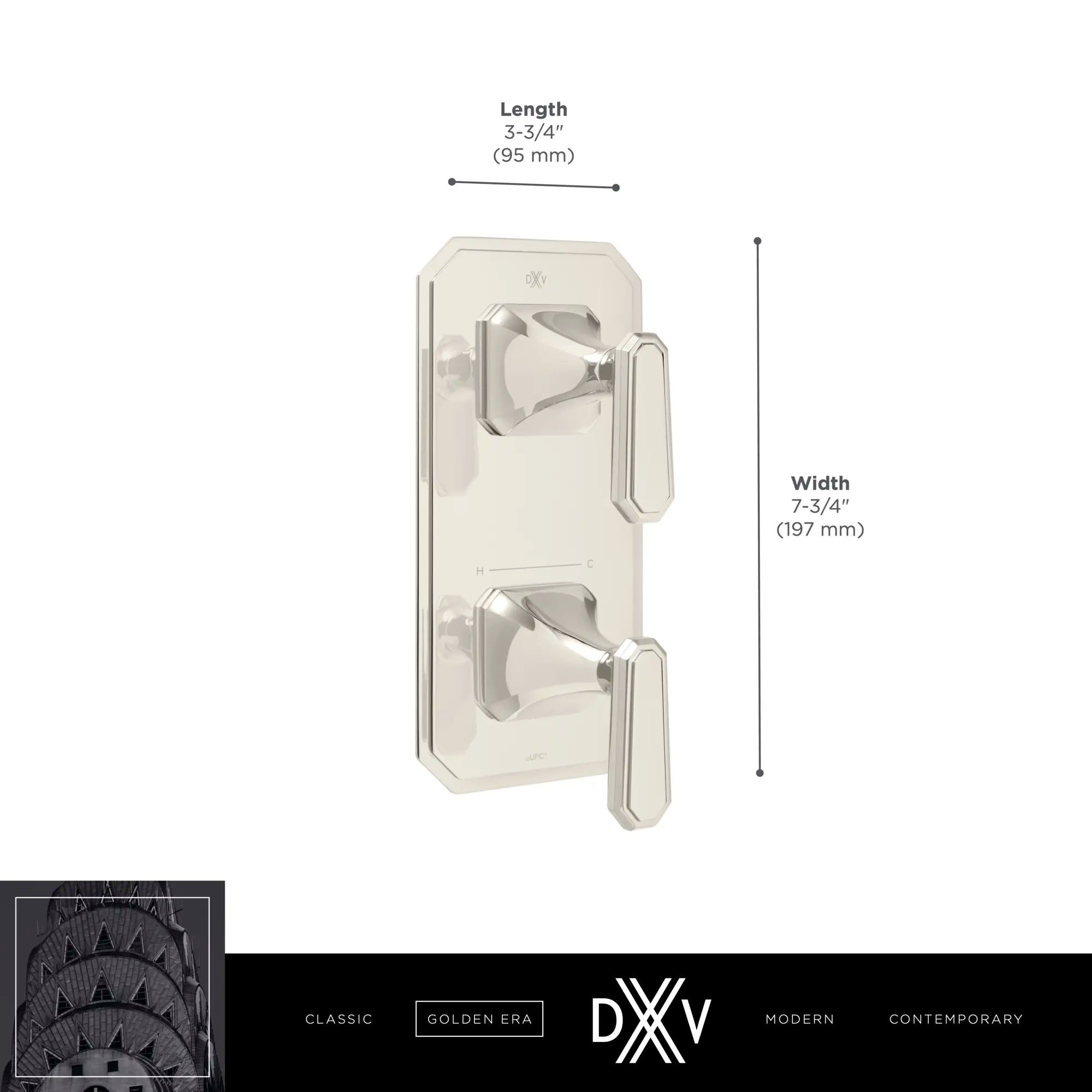 Belshire® 2-Handle Thermostatic Valve Trim Only with Lever Handles // POLISHED CHROME // 68273_2020_DXV_2_Handle_Thermo_Slim_Valve_D35170527_1_CDNwebp.webp