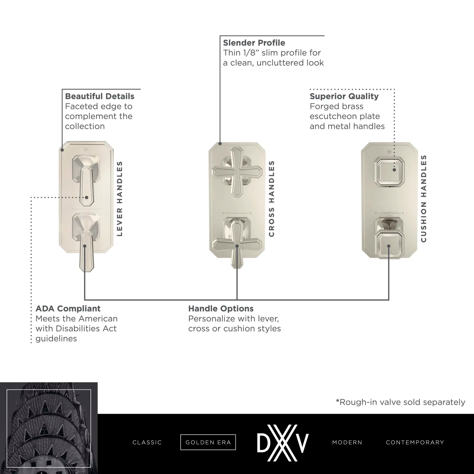 Belshire® 2-Handle Thermostatic Valve Trim Only with Lever Handles // POLISHED CHROME // 68275_2020_DXV_2_Handle_Thermo_Slim_Valve_D35170527_D35170528_D35170529_1_0_CDNwebp.webp