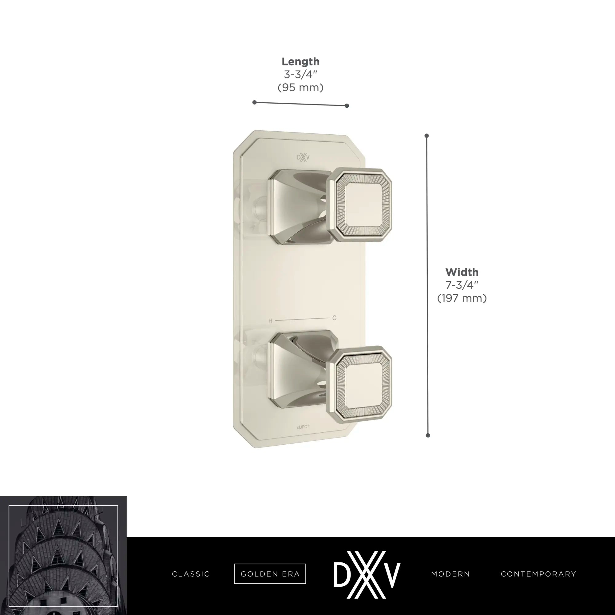 Belshire® 2-Handle Thermostatic Valve Trim Only with Cushion Handles // POLISHED CHROME // 68276_2020_DXV_2_Handle_Thermo_Slim_Valve_D35170529_1_CDNwebp.webp