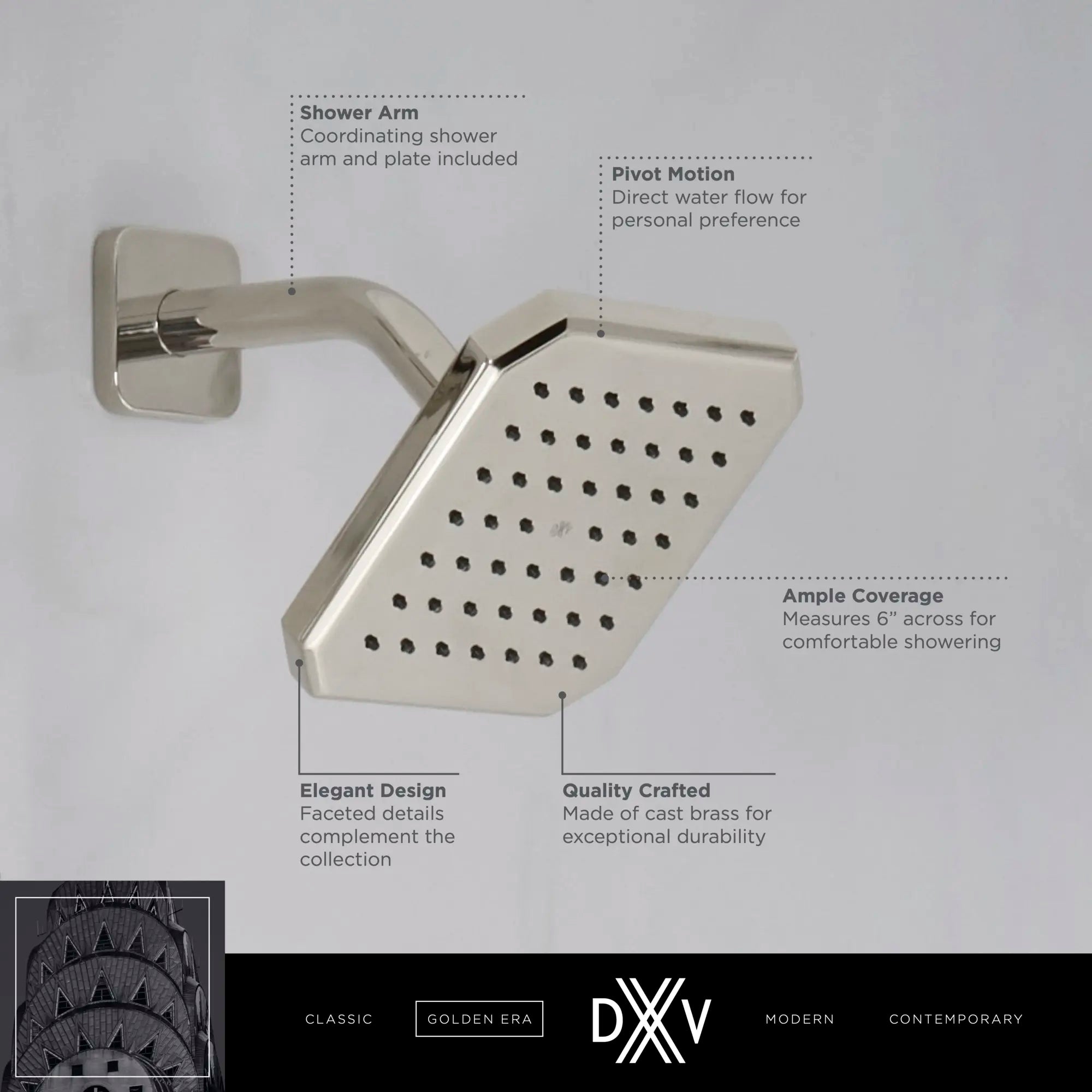 Belshire® Single Function 6 in. Square Showerhead // POLISHED CHROME // 68287_2020_DXV_Showerhead_D35170106_1_CDNwebp_04c4d74d-481e-4a4a-a1eb-b847e7d4a4ce.webp