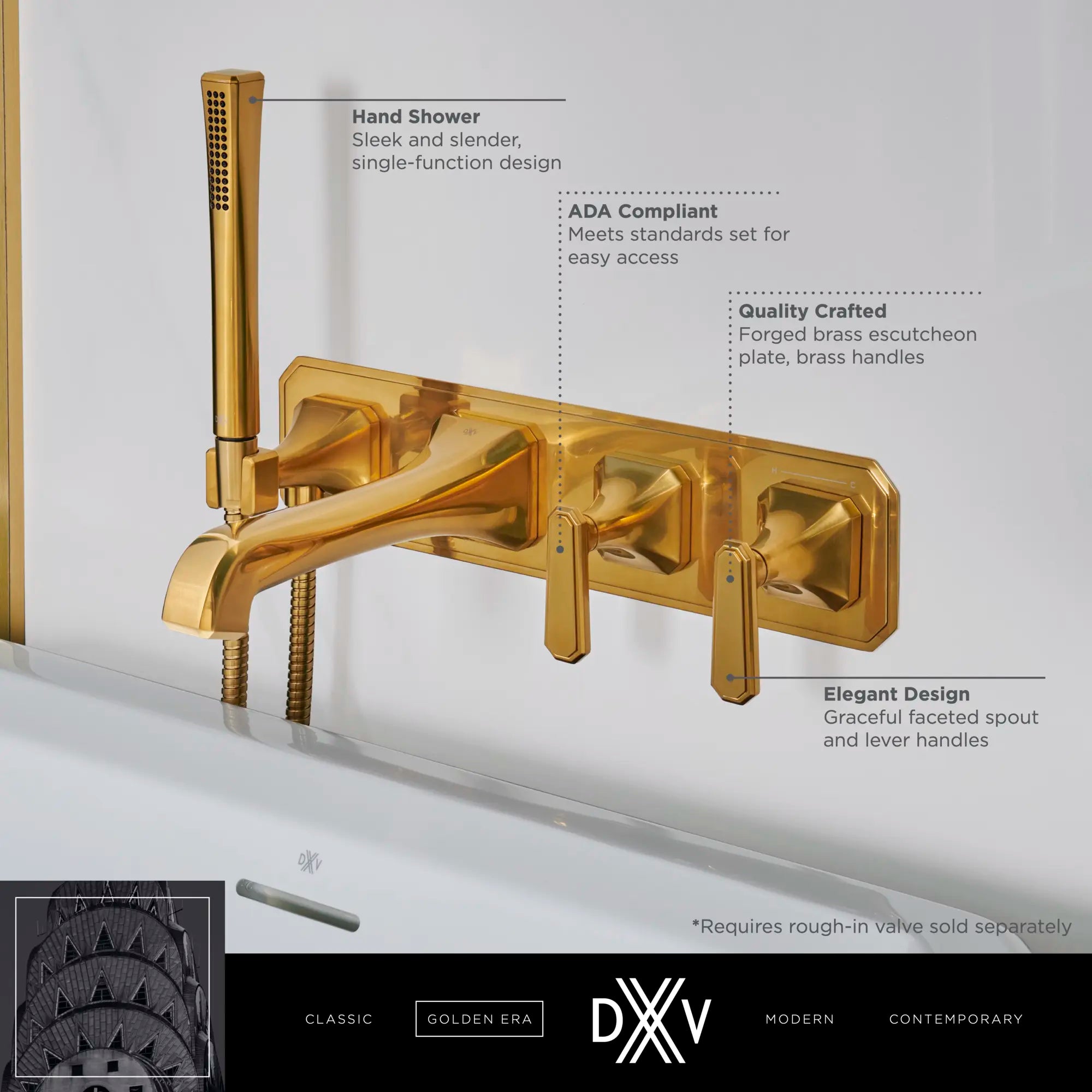 Belshire® 2-Handle Wall Mount Bathtub Faucet with Hand Shower and Lever Handles // POLISHED CHROME // 68302_2020_DXV_Wall_Mount_Tub_Filler_D35170980_1_0_CDNwebp.webp