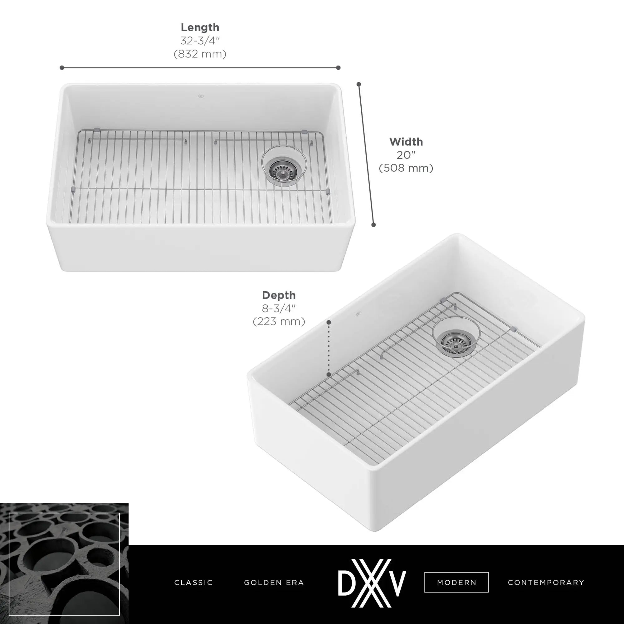 Etre® 33 In. Apron Kitchen Sink With Offset Drain Etre® 33 In. Apron Kitchen Sink With Offset Drain
