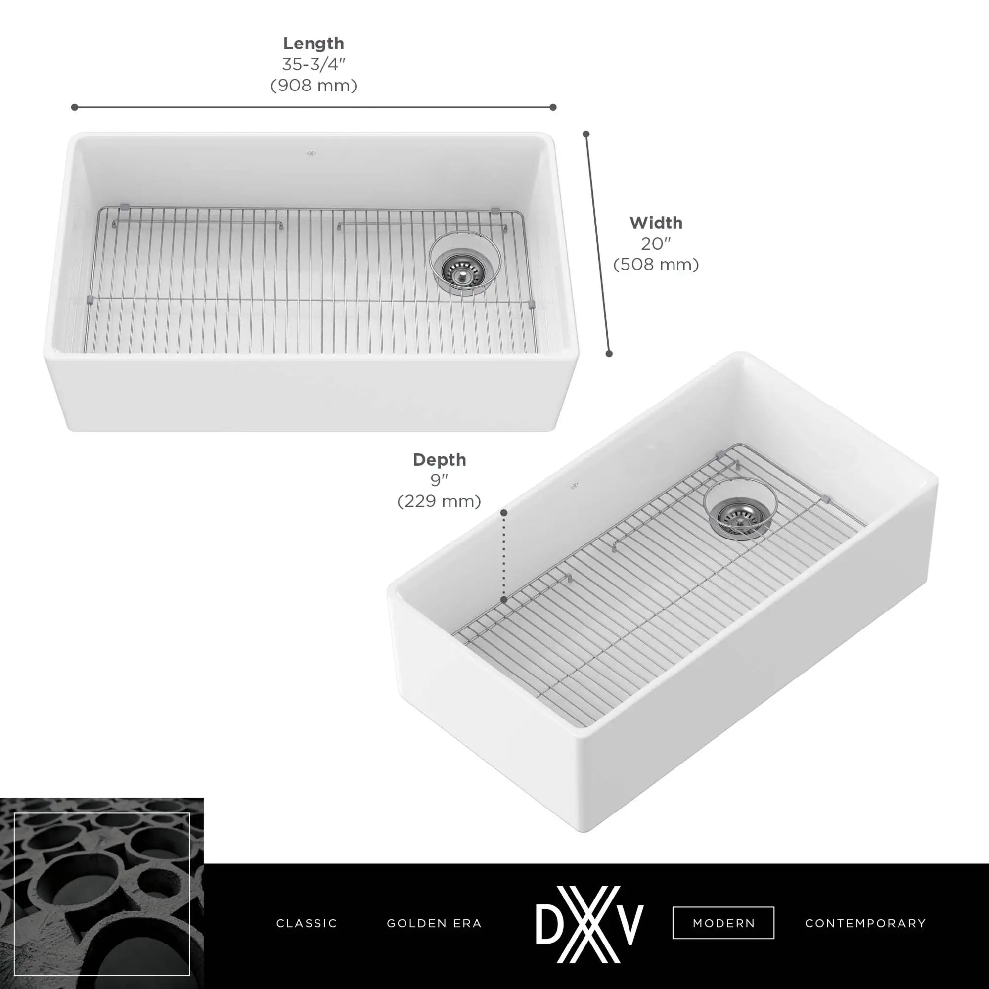 Etre® 36 In. Apron Kitchen Sink With Offset Drain Etre® 36 In. Apron Kitchen Sink With Offset Drain