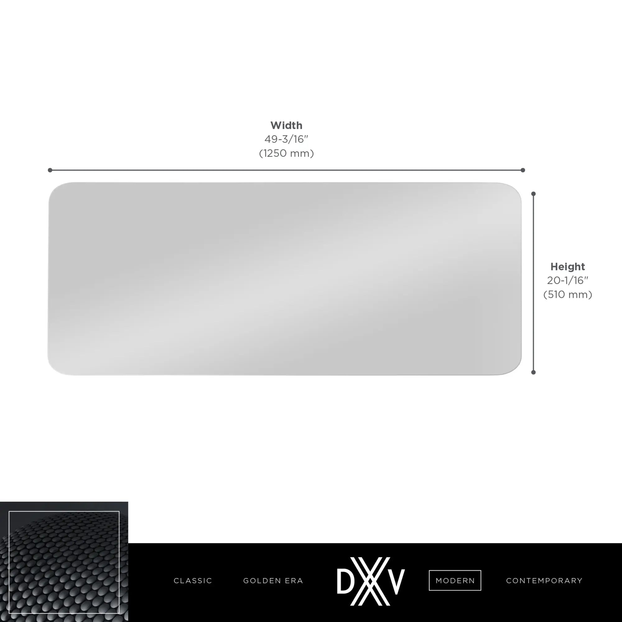 DXV Modulus® 50 in. x 20 in. LED Backlit Mirror // UNFINISHED // 68336_DXV_Modulus_Double_Mirror_D19055049_Info_2_CDNwebp.webp