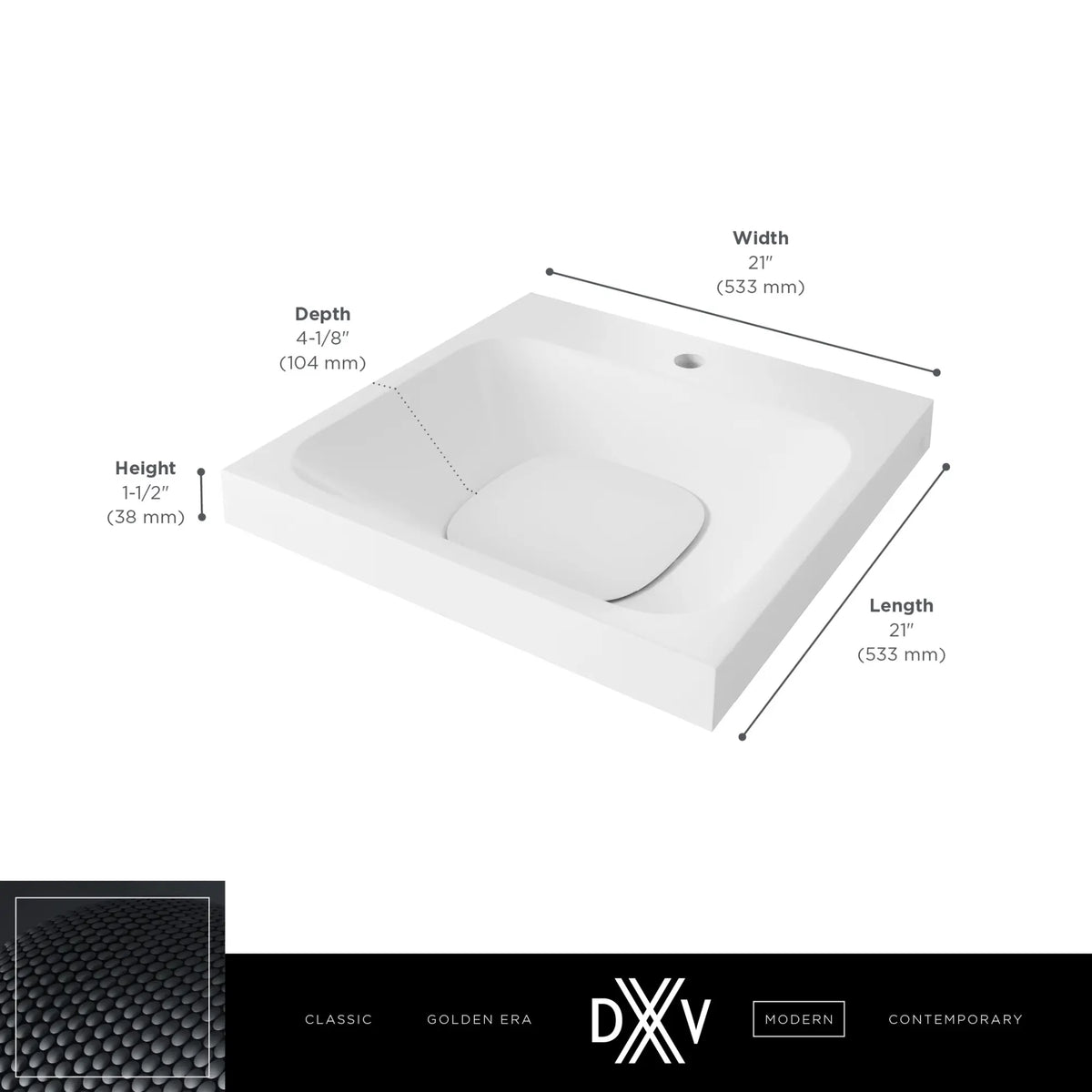 Dxv® Modulus 21 In. Sink, 1-hole Dxv® Modulus 21 In. Sink, 1-hole