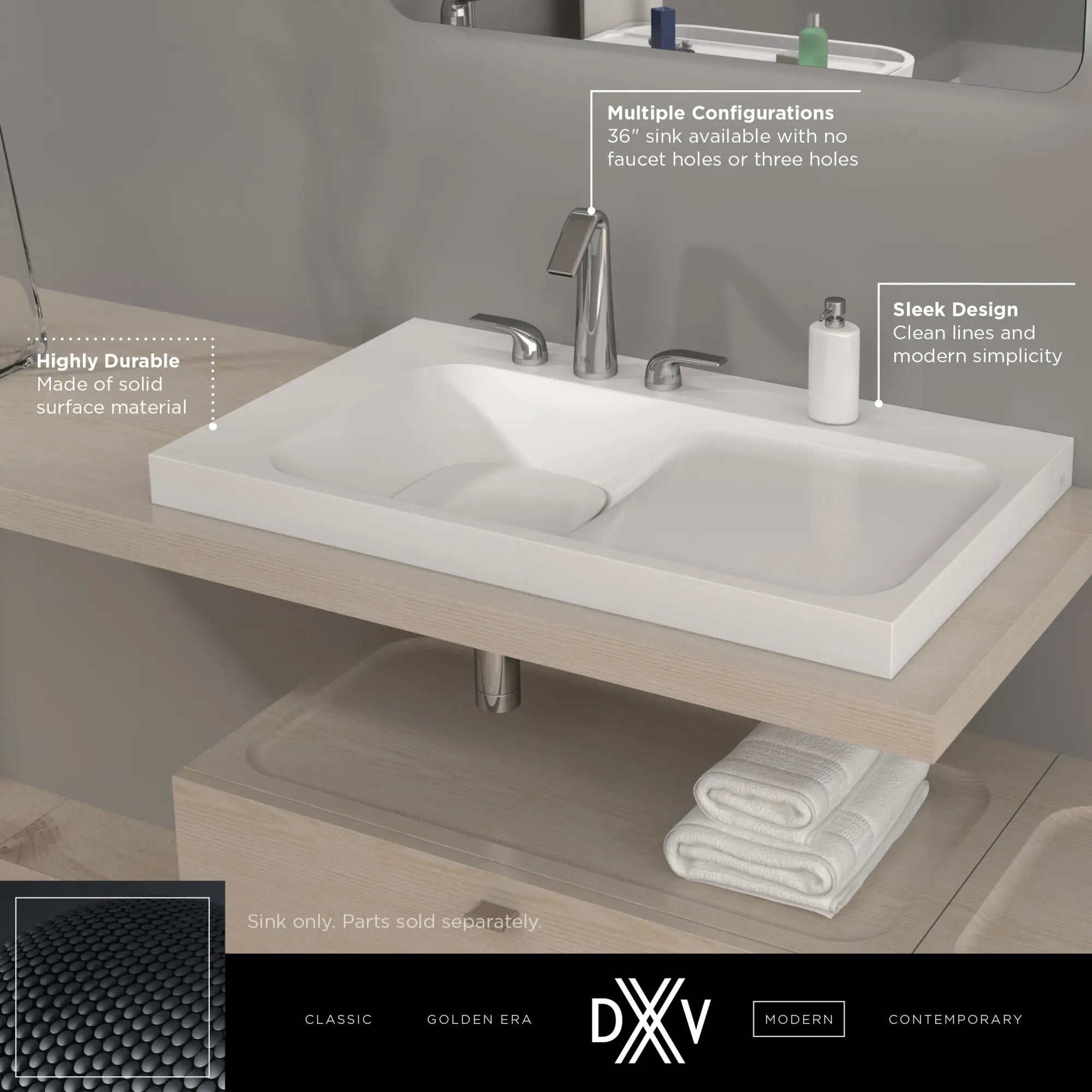 DXV® Modulus 36 in. Concrete Sink, 3-Hole // SMOKE CONCRETE // 68352_DXV_Modulus_Three_Hole_36_Lav_Sink_D21045036LH08_Info_1_0_CDNwebp.webp