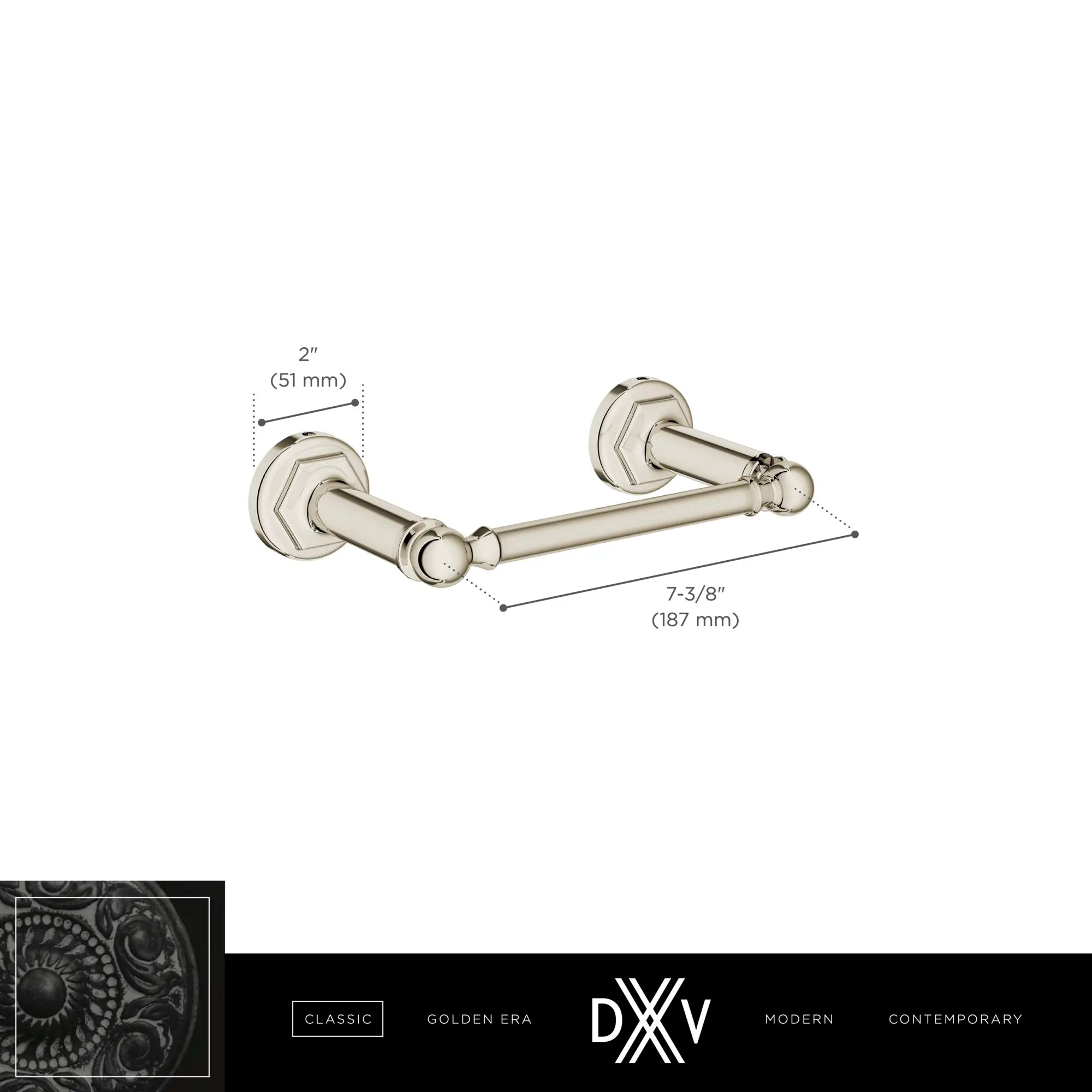 Oak Hill® Toilet Paper Holder // POLISHED CHROME // 68370_DXV_Oak_Hill_Acessories_D35155235_Infographic_1_CDNwebp.webp
