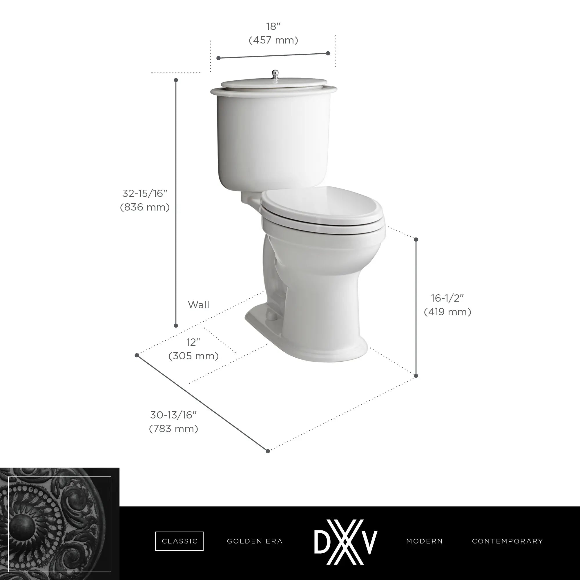 Oak Hill® Two-Piece Chair Height Elongated Toilet with Seat // CANVAS WHITE // 68428_DXV_Oak_Hill_Toilet_D2203AA100_Infographic_2_CDNwebp.webp