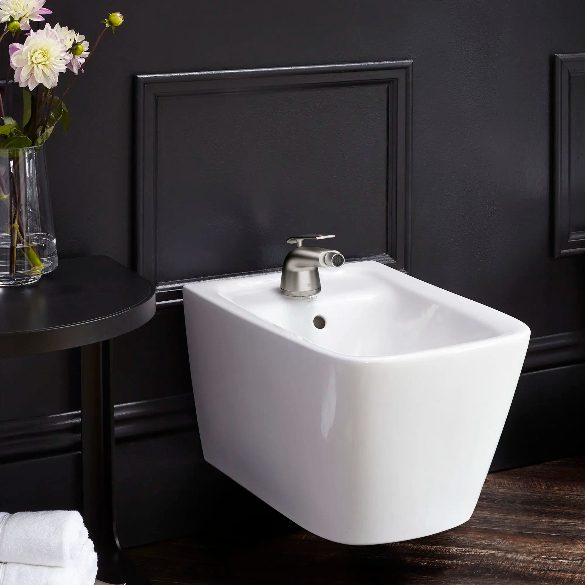 DXV® Modulus Single Hole Bidet Faucet with Indicator Markings and Lever Handle // BRUSHED NICKEL // 84740_B-D35120012RB144_CDNwebp.webp