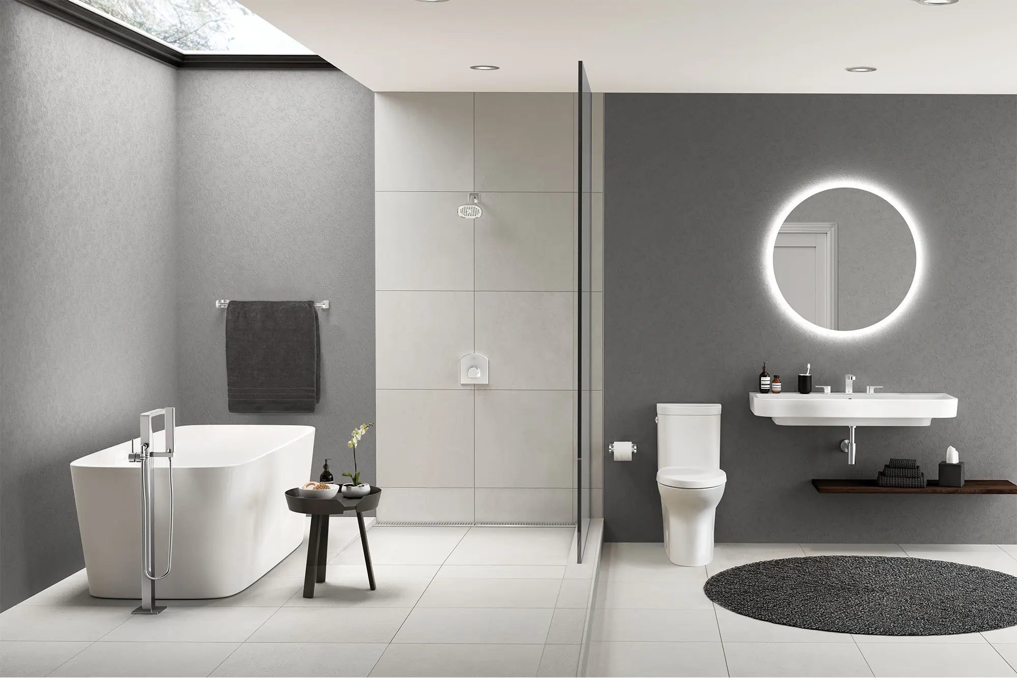 Equility® Square Floor Mount Bathtub Filler with Hand Shower and Lever Handle // POLISHED CHROME // 86185_B-D3590090C100_D12536014415_D20077008415_D22690A109415_CDNwebp.webp