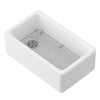 [D20066230.415] Hillside® 30 in. Apron Kitchen Sink with Offset Drain - Canvas White